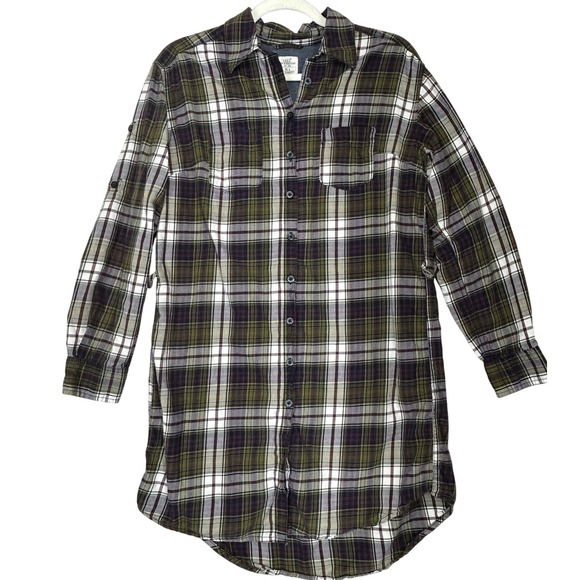 Label Of Graded Goods Dresses & Skirts - L.O.G.G. by H&M Plaid Long-Sleeved Button Up Shirt Dress Women's Lg Missing Belt